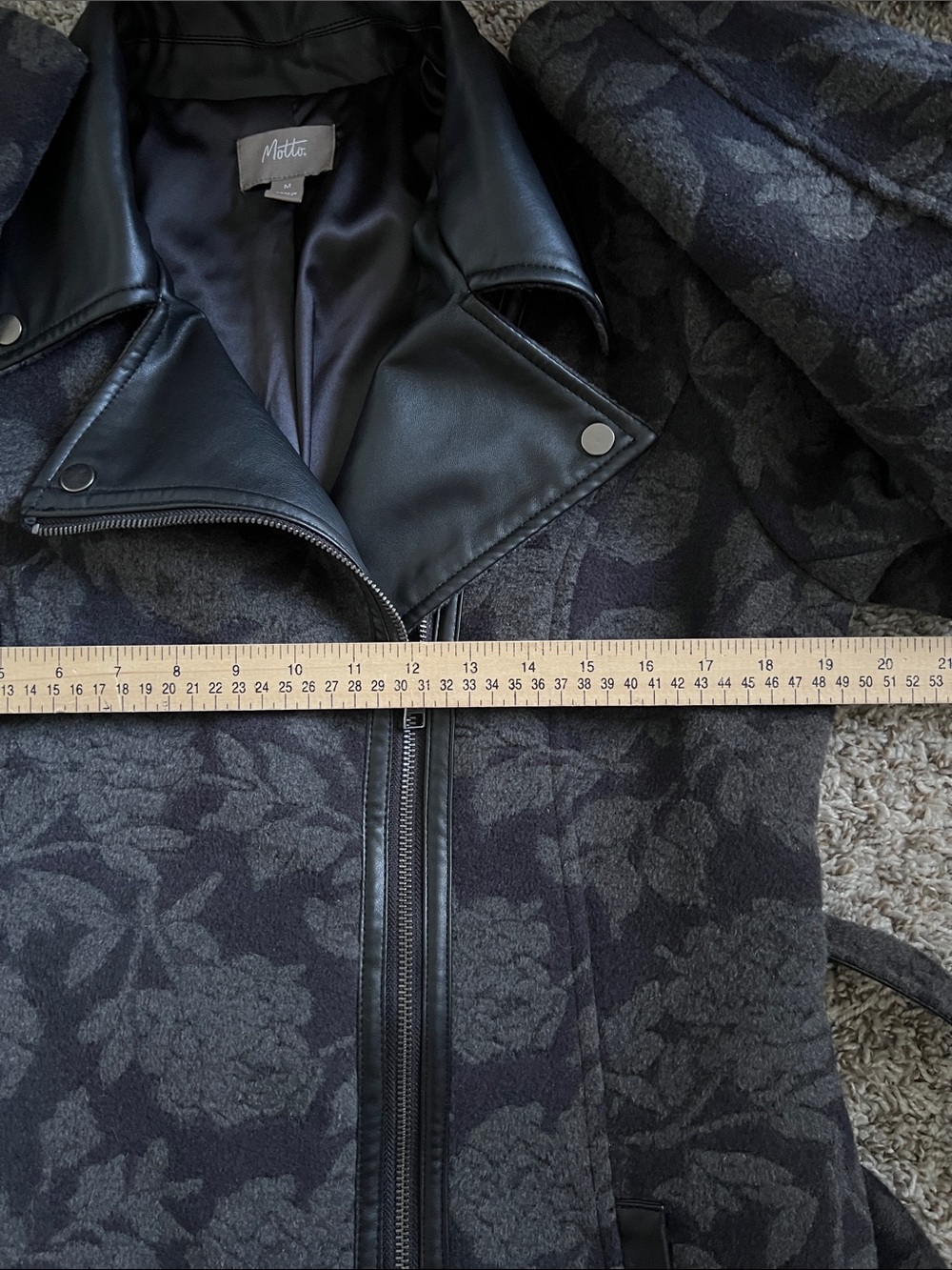 Like New! MOTTO Floral Velvet Wool Blend Faux Leather Jacket Rose Print M - Picture 14 of 14